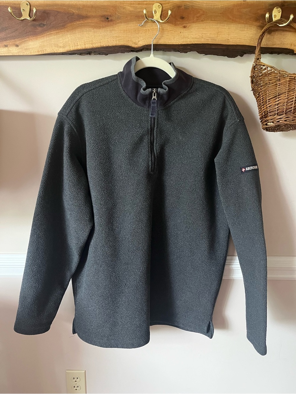 Vintage Y2K Abercrombie & Fitch Gray Quarter Zip Fleece Pullover Men's L